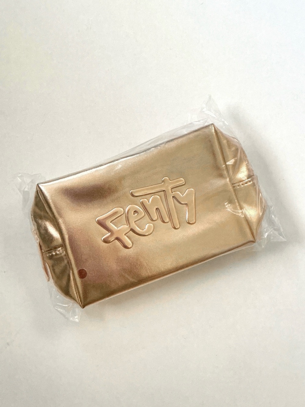Fenty Bajan Bronze Gold Metallic Makeup Travel Bag • Cosmetic Toiletry Pouch